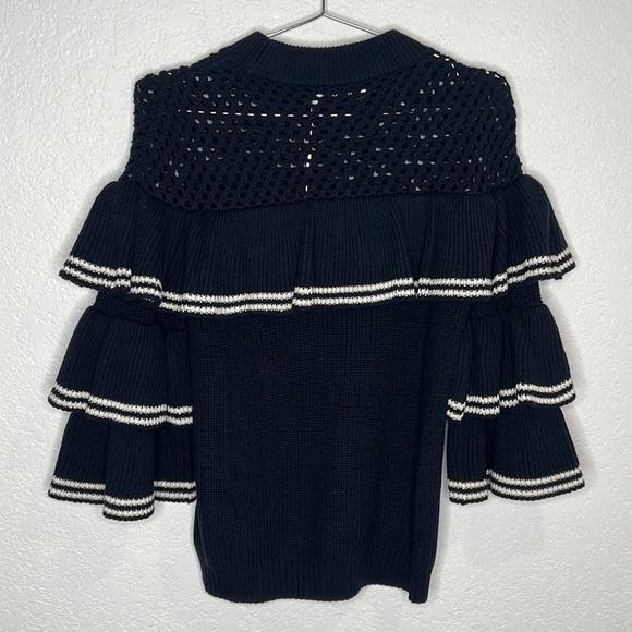 Self-Portrait STRIPED FRILL SWEATER
NAVY Wool Jumper Medium. - Picture 8 of 16